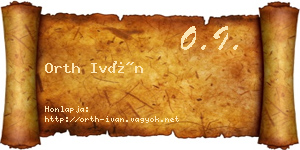 Orth Iván névjegykártya